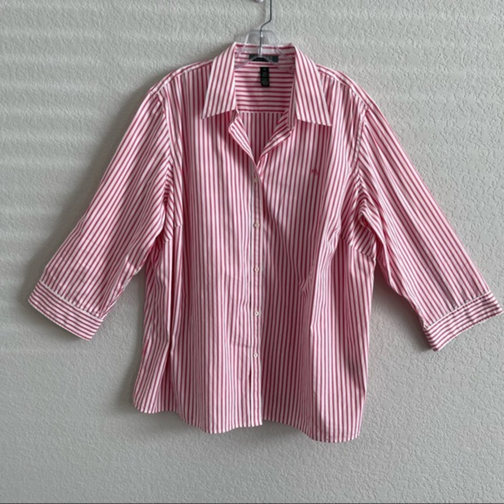 Lauren Ralph Lauren Cotton Poplin Button Down - 3/4 Sleeves